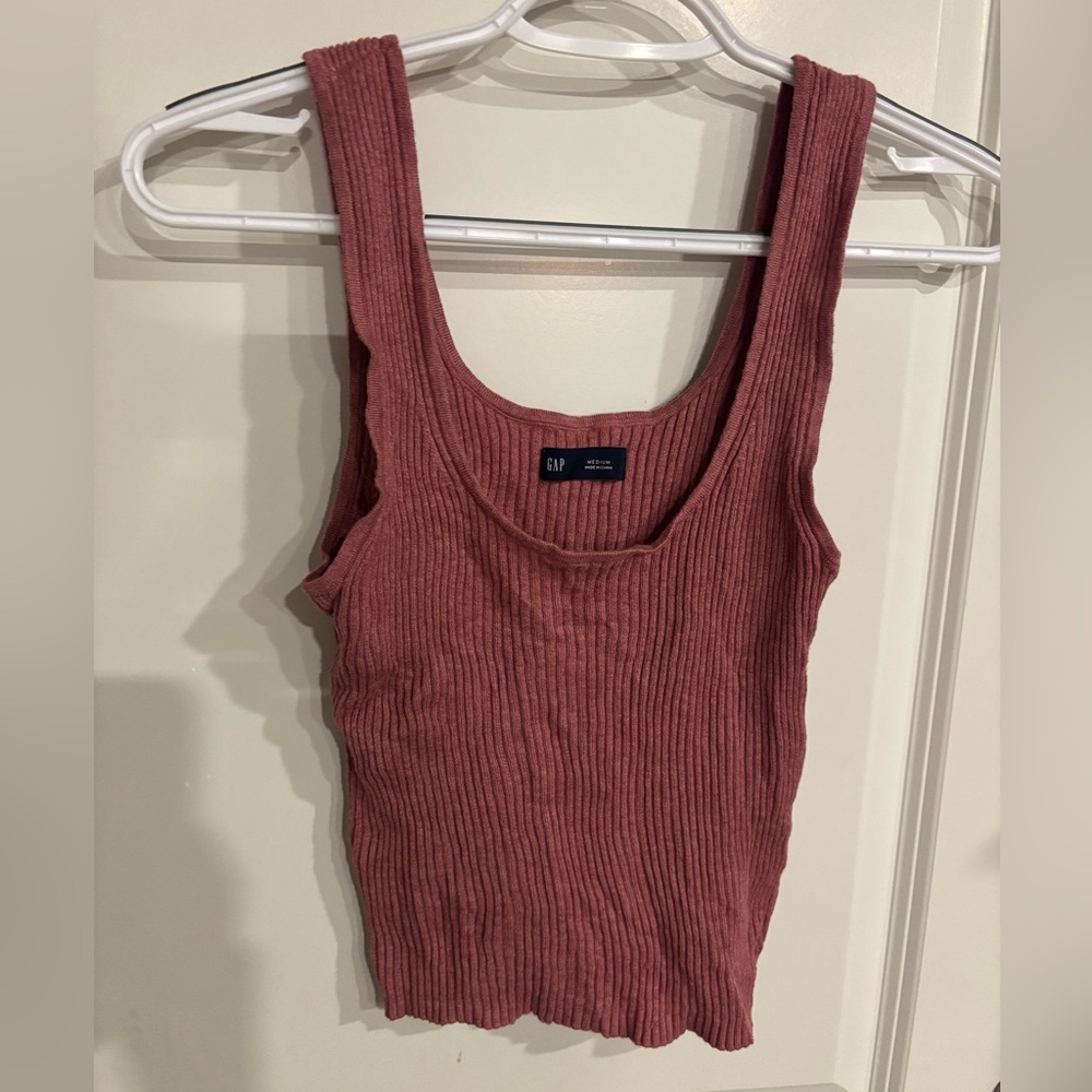 GAP Women's Ribbed Tank Top - Rosewood
